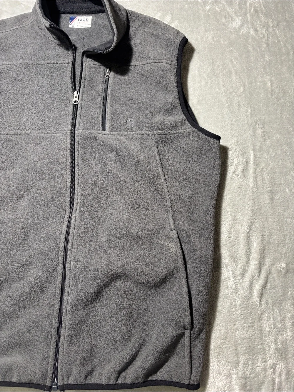 IZOD PerformX Men’s Medium Gray Fleece Full Zip Vest Outdoor Casual